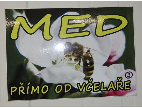 Cedule Med přímo od včelaře bílá kytka